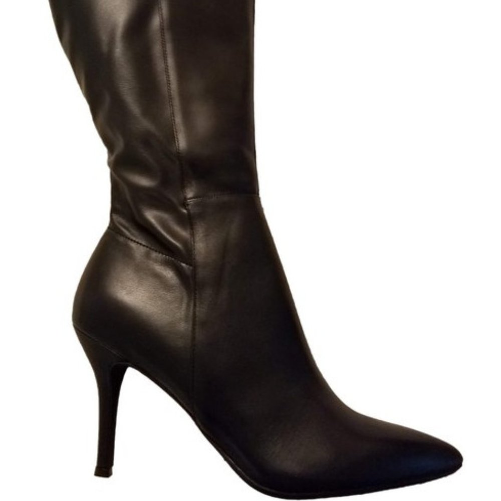 Nine West Black stretch stiletto boot WIDE SHAFT